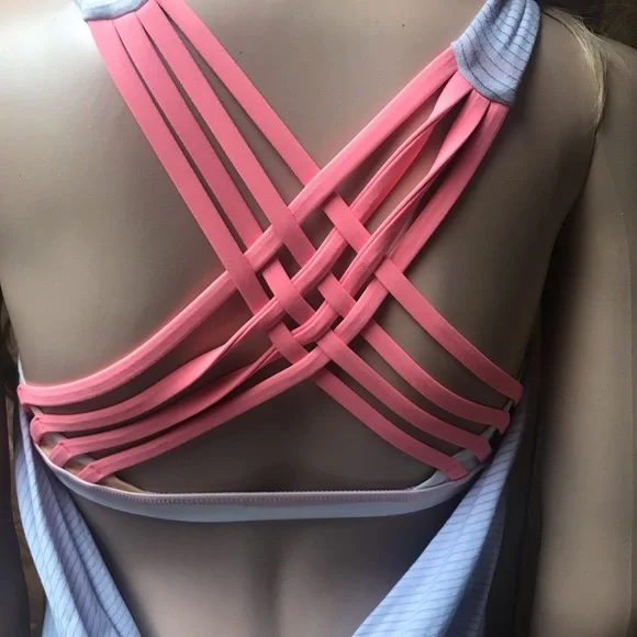 Lululemon Wild Tank Top lavender coral-Pink & White Floral Stripe - Size 6 - Picture 9 of 12